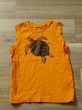 Gymboree Orange Tank Top with Turtle Graphic Flaw Size 5 (K)